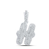 10K Yellow Gold Round Diamond H Initial Letter Charm Pendent 1/5 Cttw