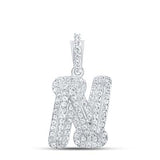 10K Yellow Gold Round Diamond N Initial Letter Pendent 1/5 Cttw
