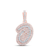 10K White Gold Round Diamond O Initial Letter Pendent 1/5 Cttw