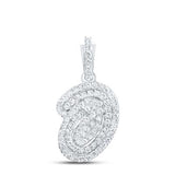 10K White Gold Round Diamond O Initial Letter Pendent 1/5 Cttw