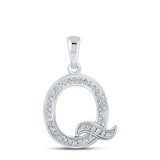 10K Rose Gold Round Diamond Initial Q Letter Pendent 1/12 Cttw