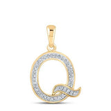 10K Rose Gold Round Diamond Initial Q Letter Pendent 1/12 Cttw