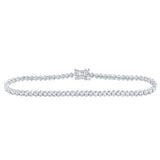 14K Yellow Gold Round Diamond Single Row Tennis Bracelet 3Cttw