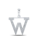 10K Rose Gold Round Diamond Initial W Letter Pendent 1/12 Cttw