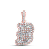 10Kt Gold Round Diamond B Initial Pendant 1/4Cttw Rose