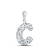 10K Gold Round Diamond C Initial Pendant 1/6Cttw White