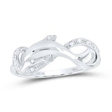 10K White Gold Diamond Dolphin Ring 1/20 Cttw