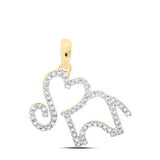10K Gold Diamond Elephant Heart Pendant 1/5 Cttw Yellow