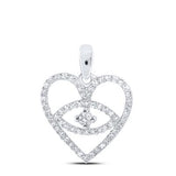10K Gold Diamond Eye Heart Pendant 1/3 Cttw White