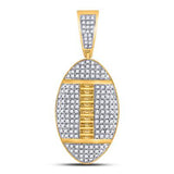 10k Yellow Gold Diamond Football Pendant 1-1/3 CTTW
