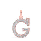 10K Two-Tone Gold Round Diamond G Initial Pendant 3/8 Cttw Rose/White