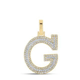 10K Two-Tone Gold Round Diamond G Initial Pendant 3/8 Cttw Yellow/White