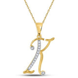 10K Gold Diamond Initial K Pendant 1/12 Cttw Yellow