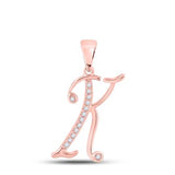 10K Gold Diamond Initial K Pendant 1/12 Cttw Rose
