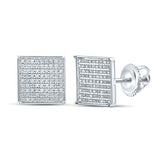 10K Gold Square Earrings 1/2 Cttw White