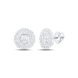 10K Yellow Gold Round Diamond Halo Circle Earrings 1Cttw
