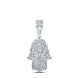 10K Yellow Gold Round Diamond Hamsa Charm Pendant 7/8 Cttw