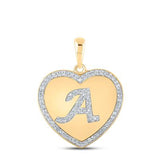 10K Rose Gold Round Diamond Heart A Letter Pendant 1/4 Cttw