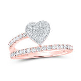 10K Gold Round Diamond Heart Band Ring 1/2Cttw