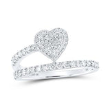 10K Gold Round Diamond Heart Band Ring 1/2Cttw