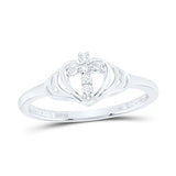 10K Gold Heart Cross Ring 1/12 Ctw-Dia White