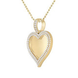 14K Yellow Gold Round Diamond Heart Picture Memory Pendant 2-1/2Cttw