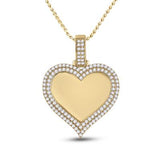 14K Yellow Gold Round Diamond Heart Picture Memory Pendant 2-1/2Cttw