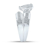 10K Gold Diamond Heart Matching Wedding Ring Set 1/2 Cttw