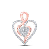 10K Gold Round Diamond Heart Pendant 1/4 Cttw Rose