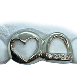 Open Face Diamond & Heart Window Grillz Top or Bottom 2pc