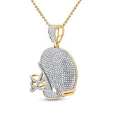 10k Yellow Gold Diamond Football Helmet Pendant 3/4 CTTW
