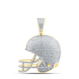 10k Yellow Gold Diamond Football Helmet Pendant 3/4 CTTW