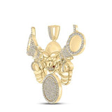 10K Yellow Gold Round Diamond Hold Up Pendant 3-1/4Cttw