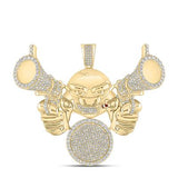 10K Yellow Gold Round Diamond Hold Up Pendant 3-1/4Cttw