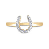 14K Yellow Gold Diamond Lucky Horseshoe Ring 1/20 Cttw