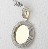 14K Yellow Gold Round Diamond Circle Picture Memory Pendant
