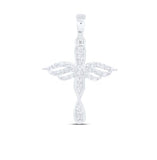 10K Gold Cross Pendant 1/8 Cttw White