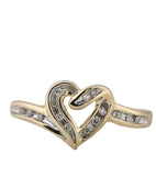 10K Two-Tone Gold Diamond Heart Frame Ring 1/12 Cttw