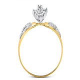 10K Yellow Gold Round Diamond Double Heart Cluster Ring 1/8 Cttw