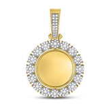 10K Yellow Gold Round Diamond Circle Cluster Picture Memory Pendant 2 Cttw Style Code Pww2922