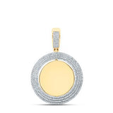 14K Yellow Gold Round Diamond Circle Picture Memory Pendant
