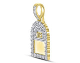10K Yellow Gold Round Diamond Headstone Rip Picture Memory Pendant 1-1/2 Cttw Style Code Pww2932