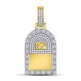 10K Yellow Gold Round Diamond Headstone Rip Picture Memory Pendant 1-1/2 Cttw Style Code Pww2932