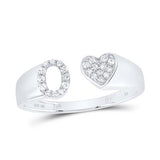 1/8Ctw-Dia Initial O Ladies Heart Ring