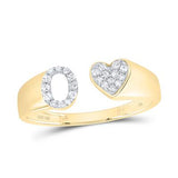 1/8Ctw-Dia Initial O Ladies Heart Ring