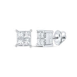 14K Gold Princess Diamond Square Earrings 1/2 Cttw