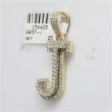 10K Yellow Gold Diamond J Initial Pendant 1-1/4 Cttw