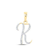 10K Gold Diamond K Initial Pendant 1/10 Cttw