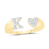 1/8Ctw-Dia Initial K Ladies Heart Ring Yellow