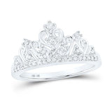 10K Yellow Gold Round Diamond Tiara Crown Band Ring 1/5 Cttw